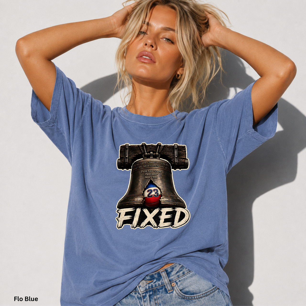 Comfort Colors 1717 Fixed Liberty Bell Shirt | Funny Philadelphia Basketball Tee | Philly Sports T-Shirt | Garment Dyed Graphic Tee