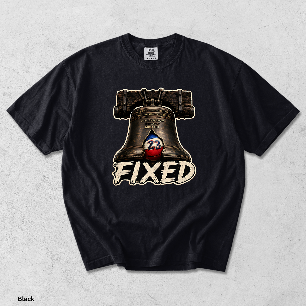 Comfort Colors 1717 Fixed Liberty Bell Shirt | Funny Philadelphia Basketball Tee | Philly Sports T-Shirt | Garment Dyed Graphic Tee