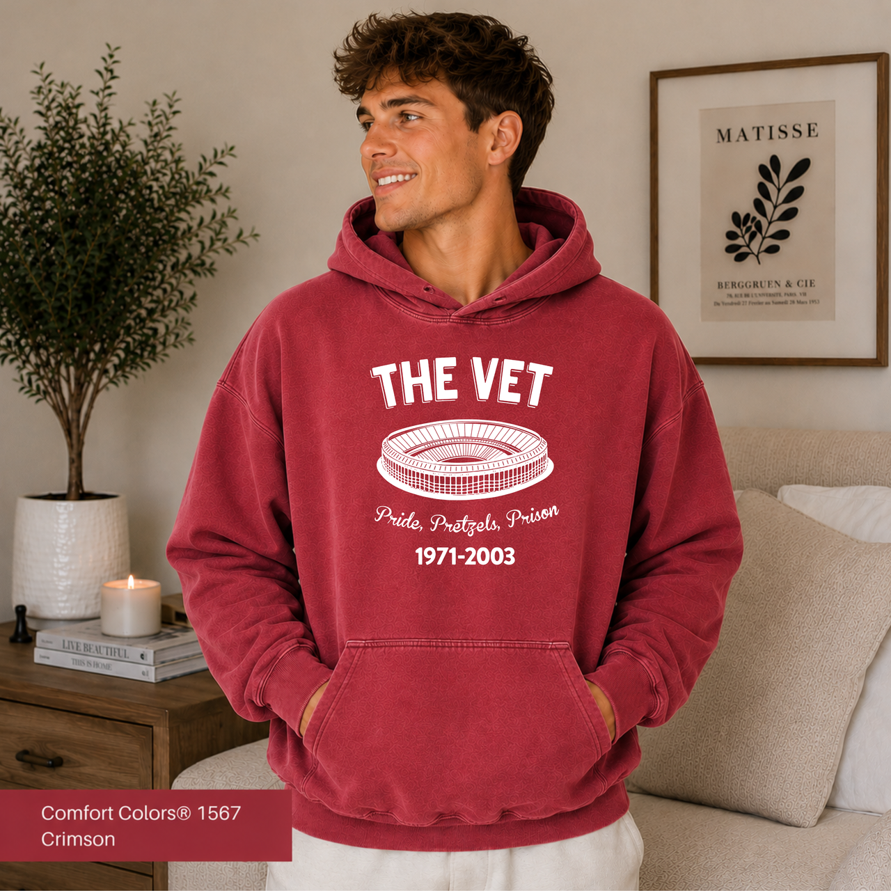 The Vet Hoodie Veterans Stadium Philadelphia Hoodie Eagles & Phils Fan Gift Retro Philly Hooded Sweatshirt Comfort Colors 1567 Garment Dyed