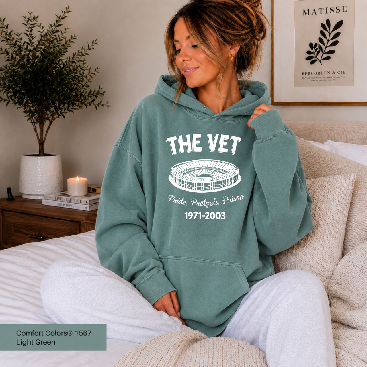 The Vet Hoodie Veterans Stadium Philadelphia Hoodie Eagles & Phils Fan Gift Retro Philly Hooded Sweatshirt Comfort Colors 1567 Garment Dyed