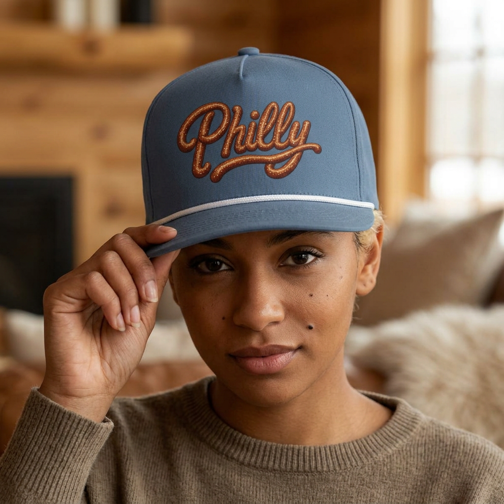 Philly Soft Pretzel Script Rope Hat | Comfort Colors Sunwashed Rope Cap
