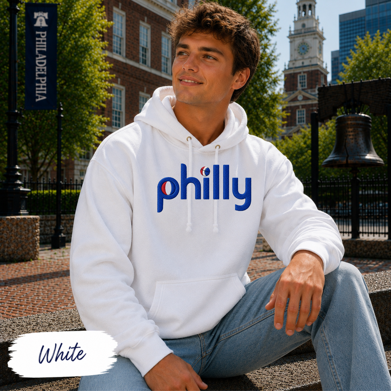Philly Hoops Hoodie | Philadelphia Basketball Inspired Gildan Heavy Blend Hooded Sweatshirt | Vintage Philly Basketball Fan Hoodie | Game Day Gift