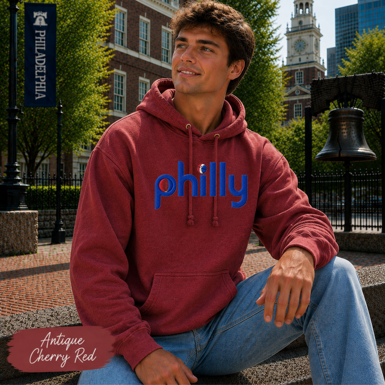 Philly Hoops Hoodie | Philadelphia Basketball Inspired Gildan Heavy Blend Hooded Sweatshirt | Vintage Philly Basketball Fan Hoodie | Game Day Gift