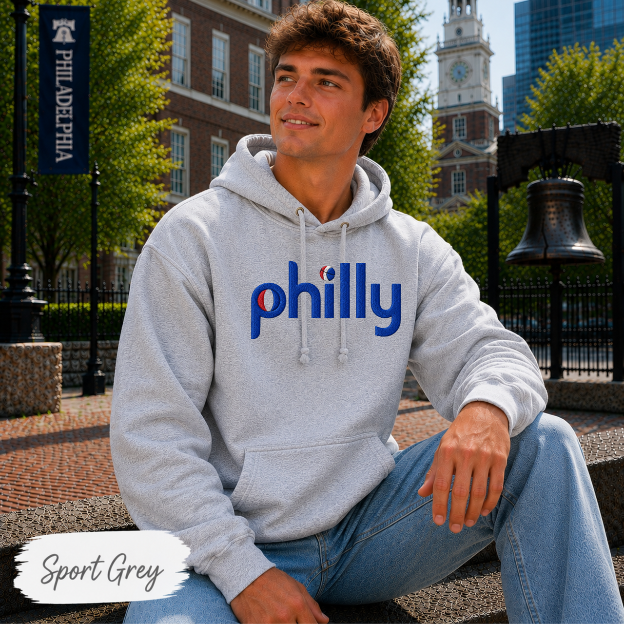 Philly Hoops Hoodie | Philadelphia Basketball Inspired Gildan Heavy Blend Hooded Sweatshirt | Vintage Philly Basketball Fan Hoodie | Game Day Gift