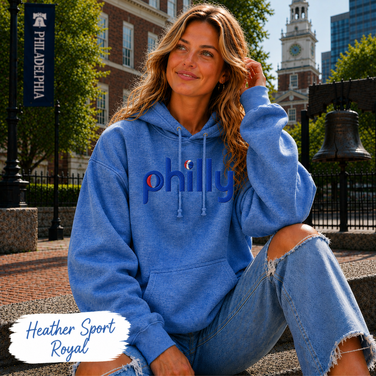 Philly Hoops Hoodie | Philadelphia Basketball Inspired Gildan Heavy Blend Hooded Sweatshirt | Vintage Philly Basketball Fan Hoodie | Game Day Gift