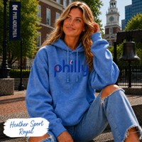 Philly Hoops Hoodie | Philadelphia Basketball Inspired Gildan Heavy Blend Hooded Sweatshirt | Vintage Philly Basketball Fan Hoodie | Game Day Gift