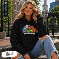 Philly Mascots Group Therapy Hoodie Funny Philadelphia Sports Fan Gildan Heavy Blend Hooded Sweatshirt Philly Mascot Shirt Game Day Gift