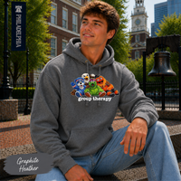 Philly Mascots Group Therapy Hoodie Funny Philadelphia Sports Fan Gildan Heavy Blend Hooded Sweatshirt Philly Mascot Shirt Game Day Gift