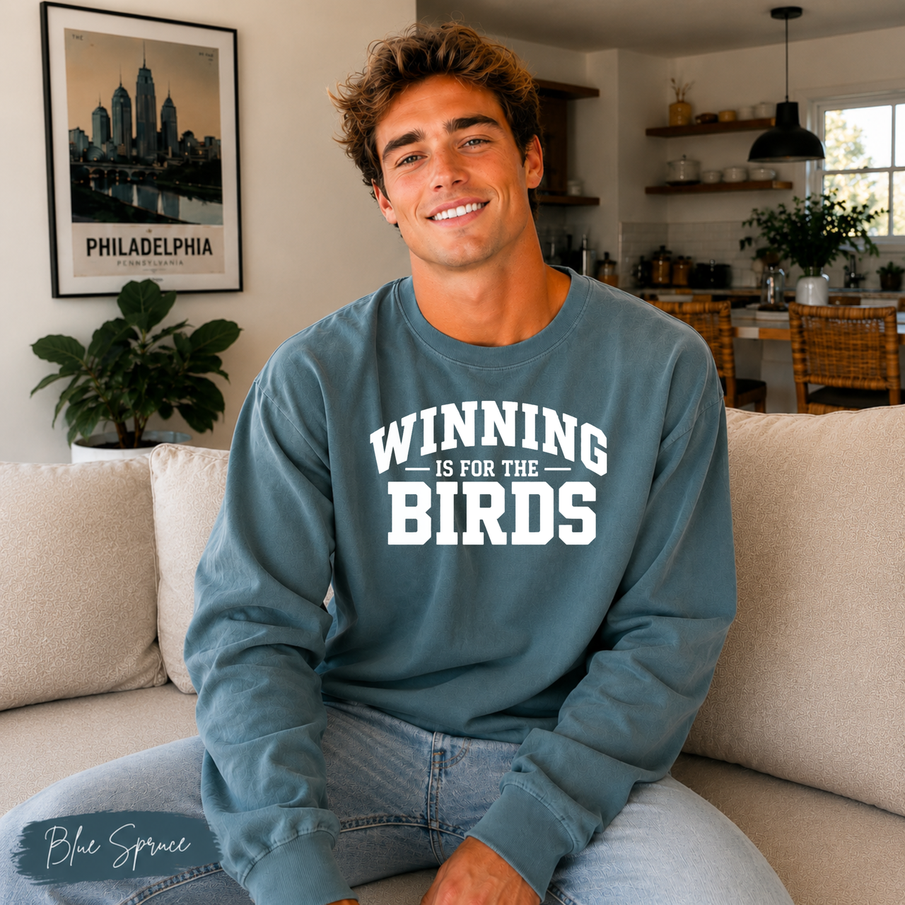 Winning Is for the Birds Embroidered Long Sleeve Shirt | Philly Football Inspired Comfort Colors 6014 | Philadelphia Game Day Shirt