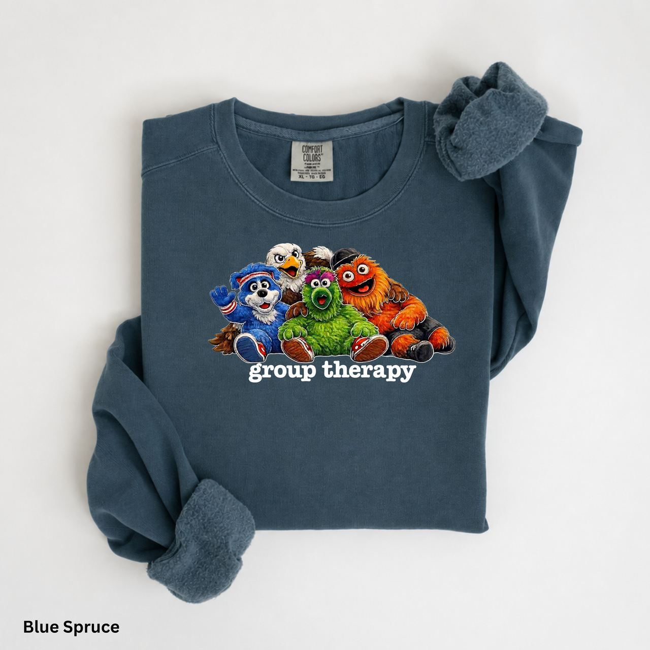 Philly Mascots Group Therapy Sweatshirt | Comfort Colors 1566 Crewneck | Funny Philadelphia Sports Fan Sweatshirt | Philly Game Day Gift