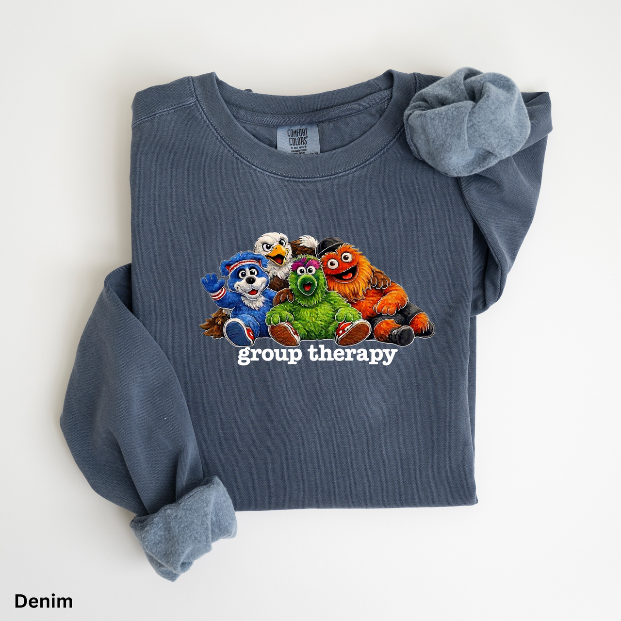 Philly Mascots Group Therapy Sweatshirt | Comfort Colors 1566 Crewneck | Funny Philadelphia Sports Fan Sweatshirt | Philly Game Day Gift