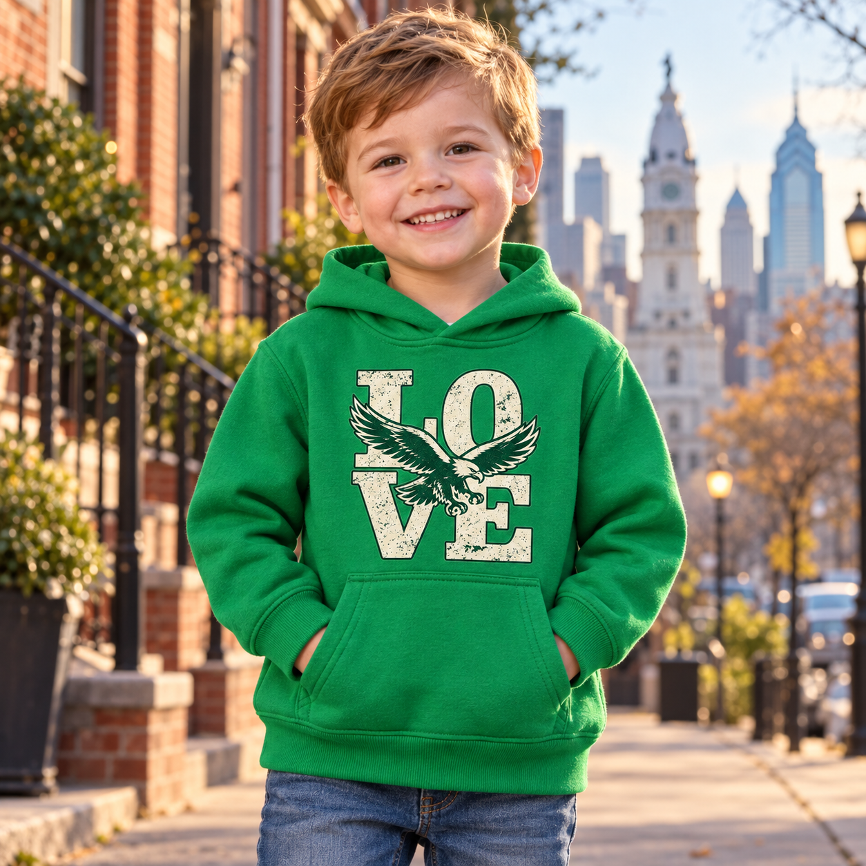 Philly LOVE Birds Toddler Hoodie, Philadelphia Football Kids Sweatshirt, Rabbit Skins 3326, Vintage Eagle Game Day Pullover