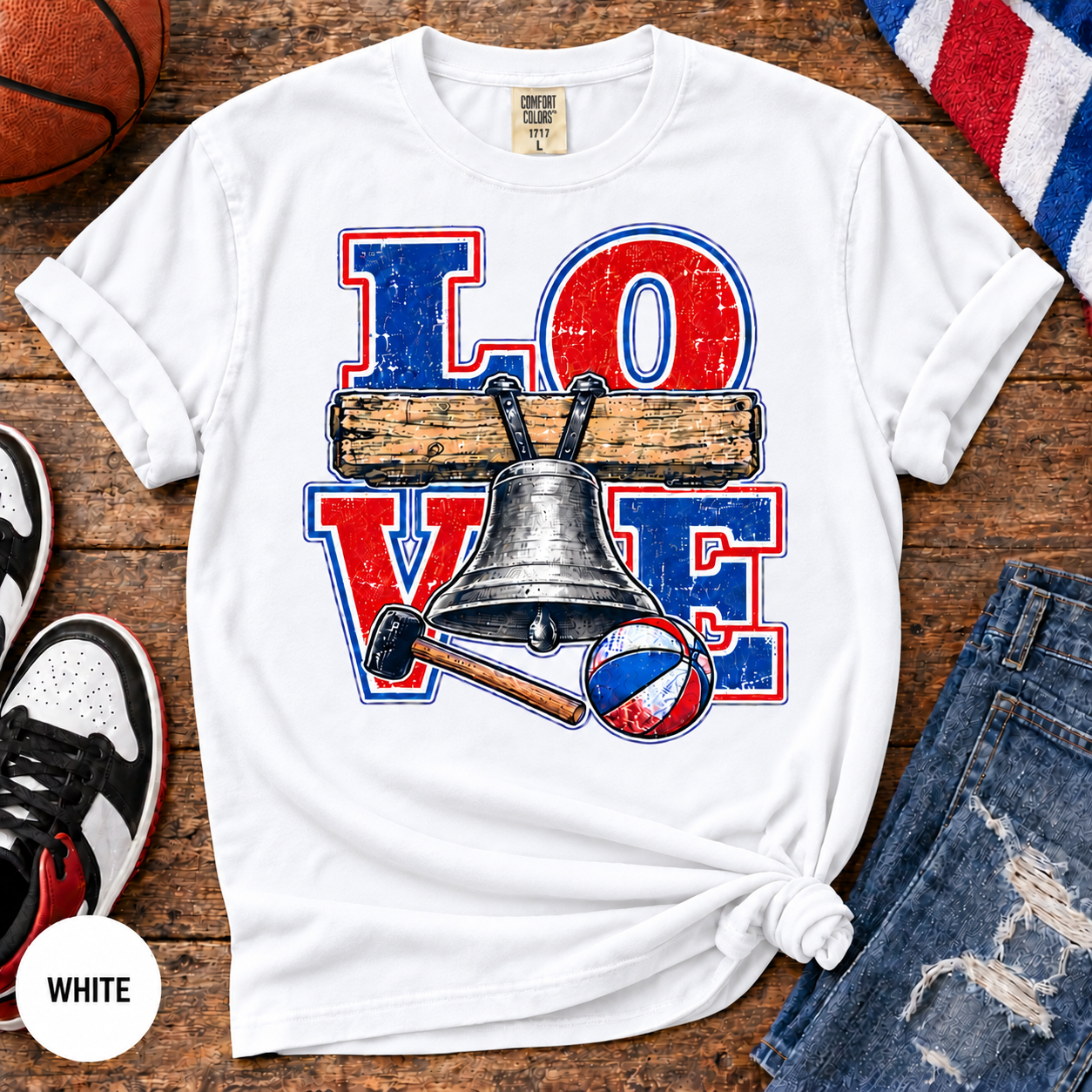 Philly Basketball Shirt, Ring the Bell Comfort Colors Tee, Philadelphia LOVE Shirt, Liberty Bell Game Day Gift