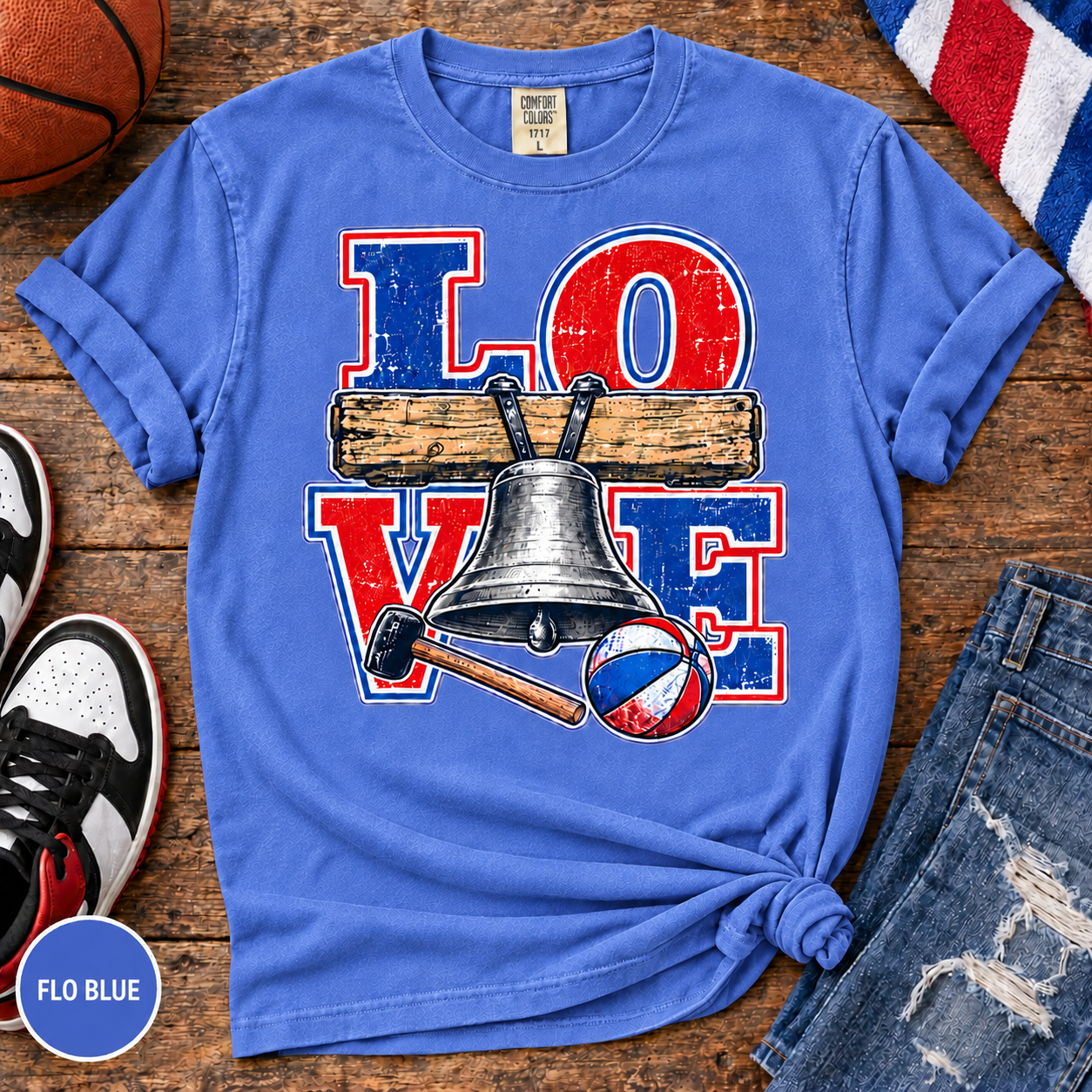 Philly Basketball Shirt, Ring the Bell Comfort Colors Tee, Philadelphia LOVE Shirt, Liberty Bell Game Day Gift