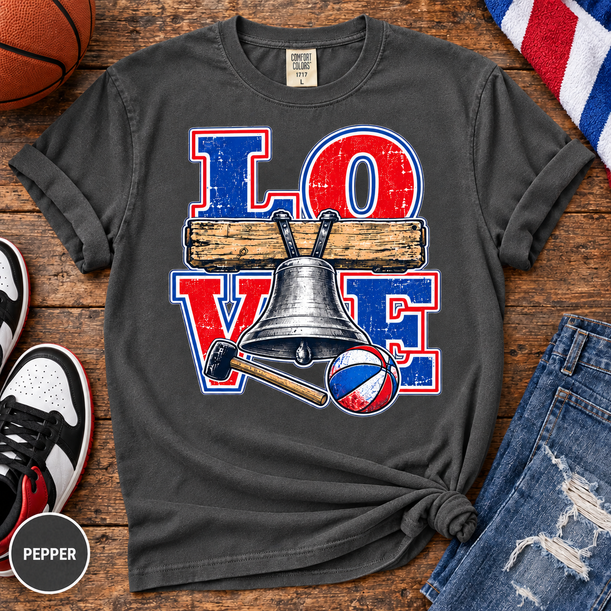Philly Basketball Shirt, Ring the Bell Comfort Colors Tee, Philadelphia LOVE Shirt, Liberty Bell Game Day Gift
