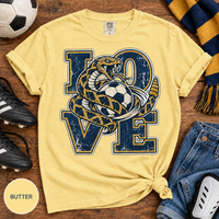 Philadelphia Soccer Shirt, Comfort Colors 1717 Tee, Navy Gold Snake LOVE Graphic, Philly Soccer Fan Gift