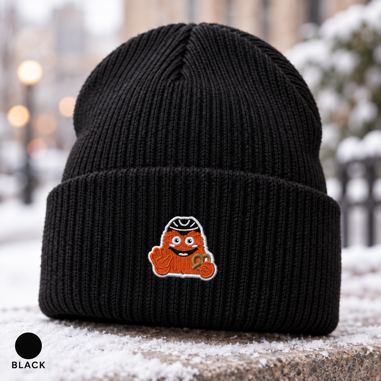 Philadelphia Hockey Beanie, Orange Mascot Embroidered Hat, Philly Hockey Fan Gift, Ribbed Knit Winter Cap, Game Day Beanie