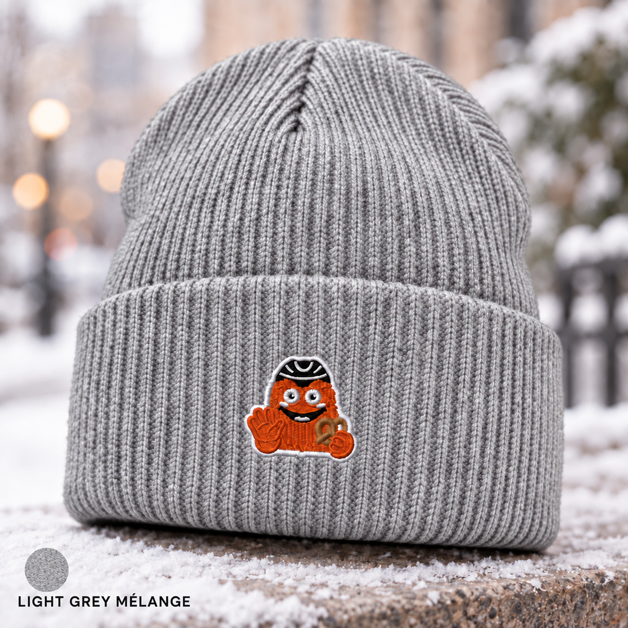 Philadelphia Hockey Beanie, Orange Mascot Embroidered Hat, Philly Hockey Fan Gift, Ribbed Knit Winter Cap, Game Day Beanie