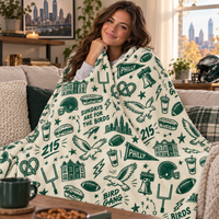 Philadelphia Football Blanket, Philly Bird Gang Velveteen Plush Throw, Sundays Are for the Birds Game Day Gift, Philly Sports Decor