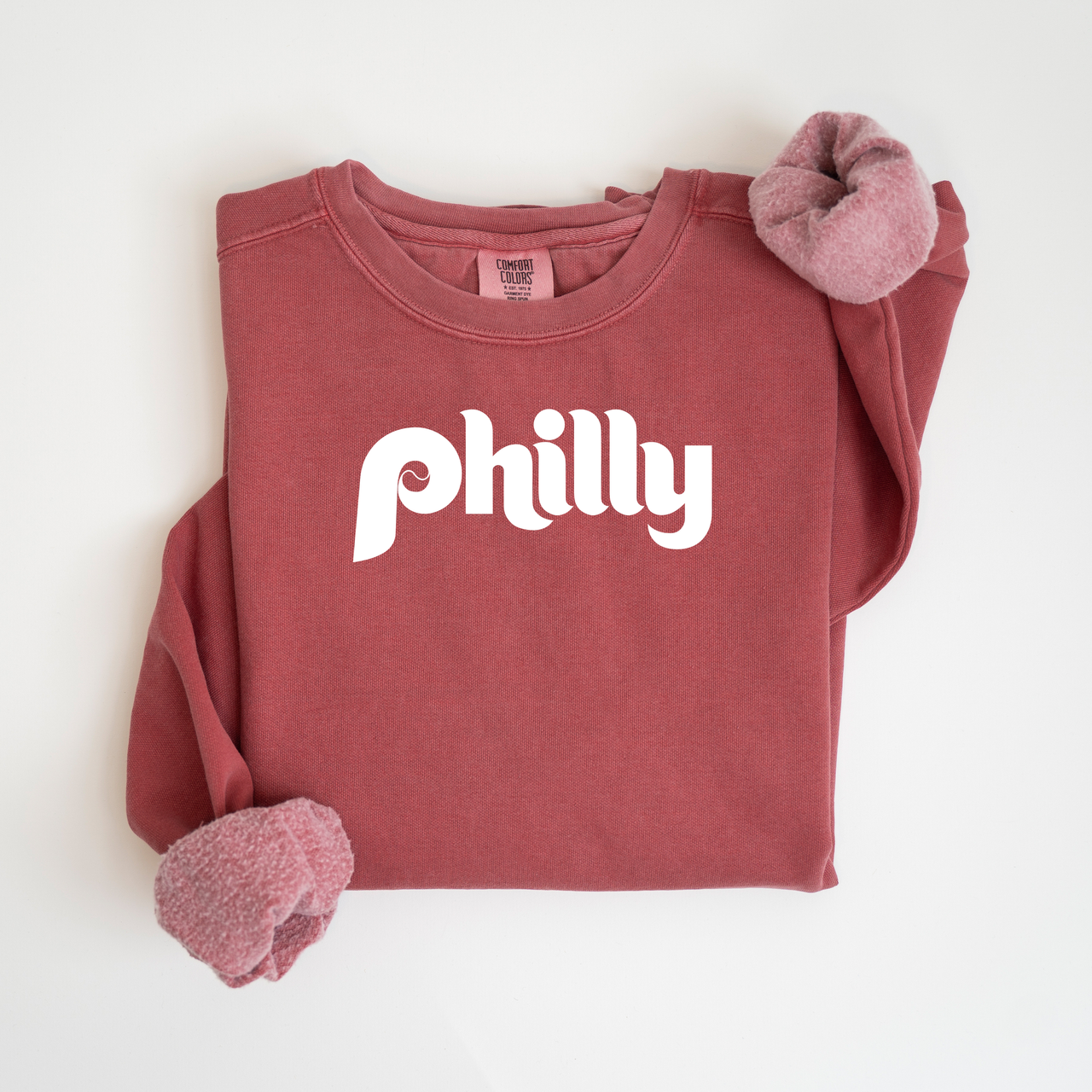 Philly Script Sweatshirt, Comfort Colors 1566 Crewneck, Philadelphia Shirt, Retro Philly Gift, Garment Dyed Unisex Sweatshirt