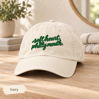 Soft Heart Philly Mouth Embroidered Hat, Comfort Colors Coastal Washed Cap, Philadelphia Gift for Her, Philly Girl Dad Hat