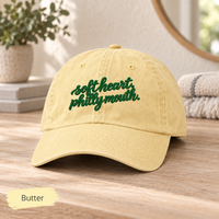 Soft Heart Philly Mouth Embroidered Hat, Comfort Colors Coastal Washed Cap, Philadelphia Gift for Her, Philly Girl Dad Hat