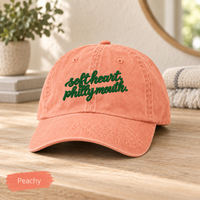 Soft Heart Philly Mouth Embroidered Hat, Comfort Colors Coastal Washed Cap, Philadelphia Gift for Her, Philly Girl Dad Hat