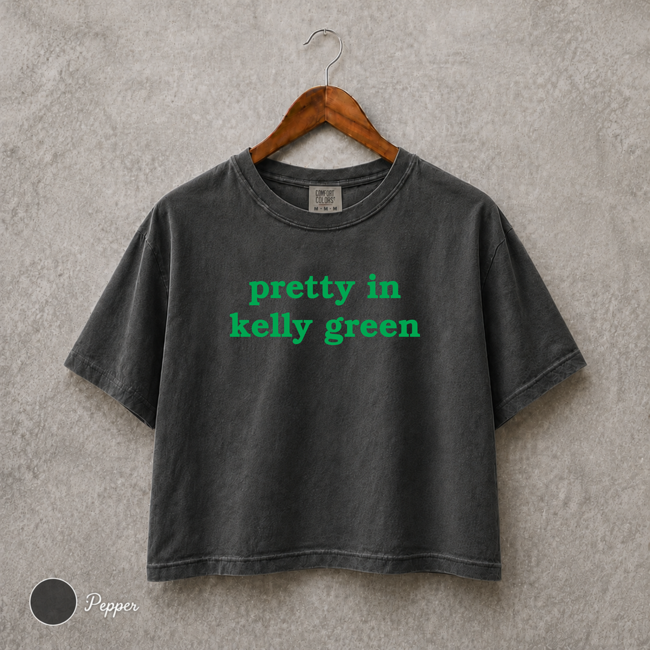 Pretty in Kelly Green Philly Football Tee, Embroidered Comfort Colors Women’s Boxy Shirt, Philadelphia Game Day Top, Football Fan Gift