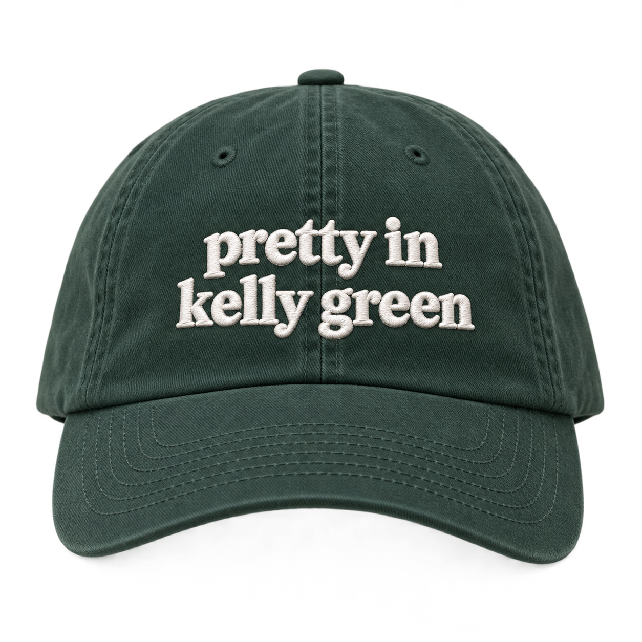 Pretty in Kelly Green Embroidered Dad Hat, Spruce Green Yupoong 6245CM Cap, Cute Philly Football Fan Gift, Game Day Hat