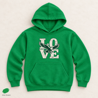 Philadelphia Football Youth Hoodie, Vintage Eagle LOVE Sweatshirt, Philly Game Day Gift for Kids
