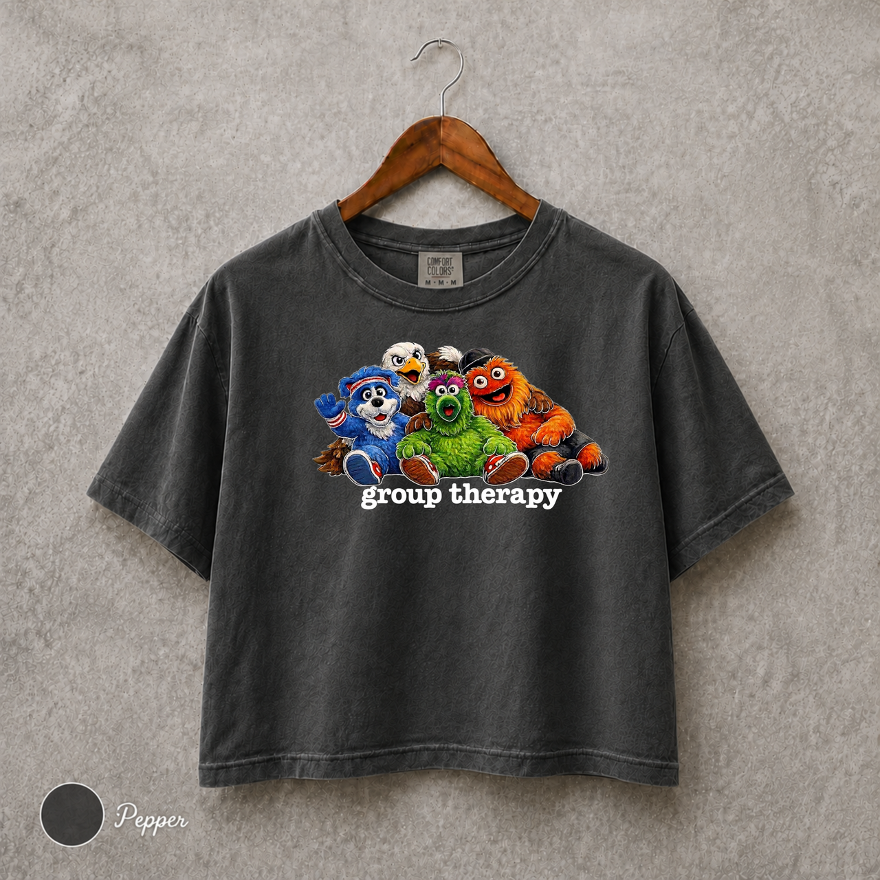 Philly Mascot Group Therapy Shirt, Women’s Boxy Comfort Colors Tee, Philadelphia Sports Fan Shirt, Funny Philly Game Day Top