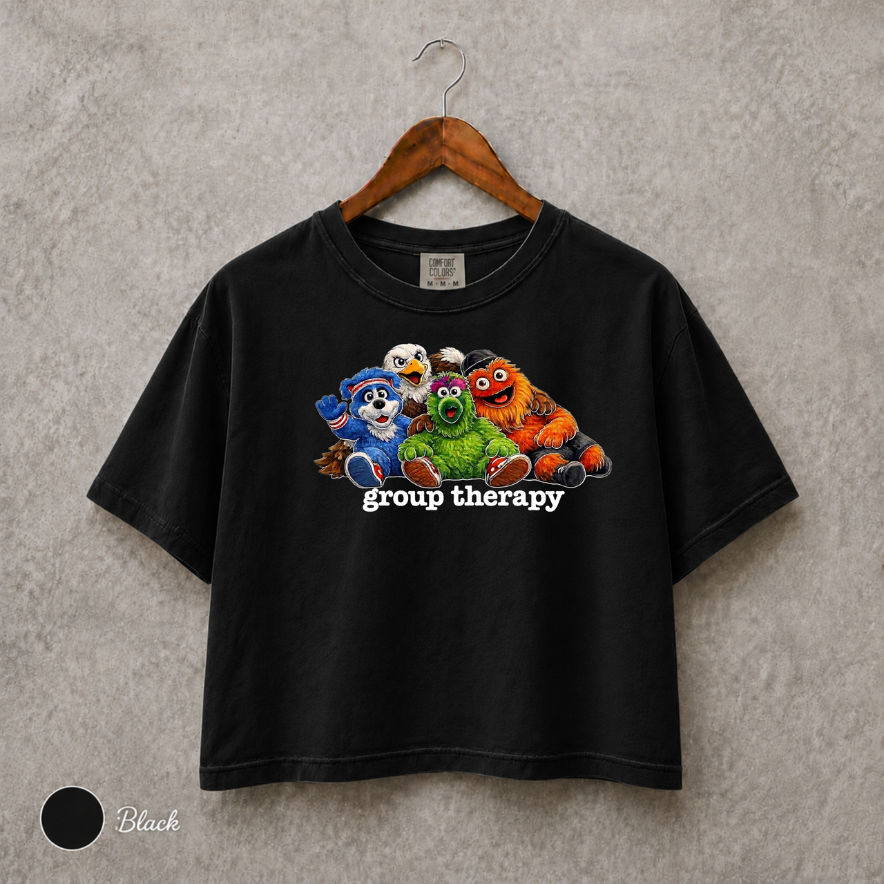 Philly Mascot Group Therapy Shirt, Women’s Boxy Comfort Colors Tee, Philadelphia Sports Fan Shirt, Funny Philly Game Day Top