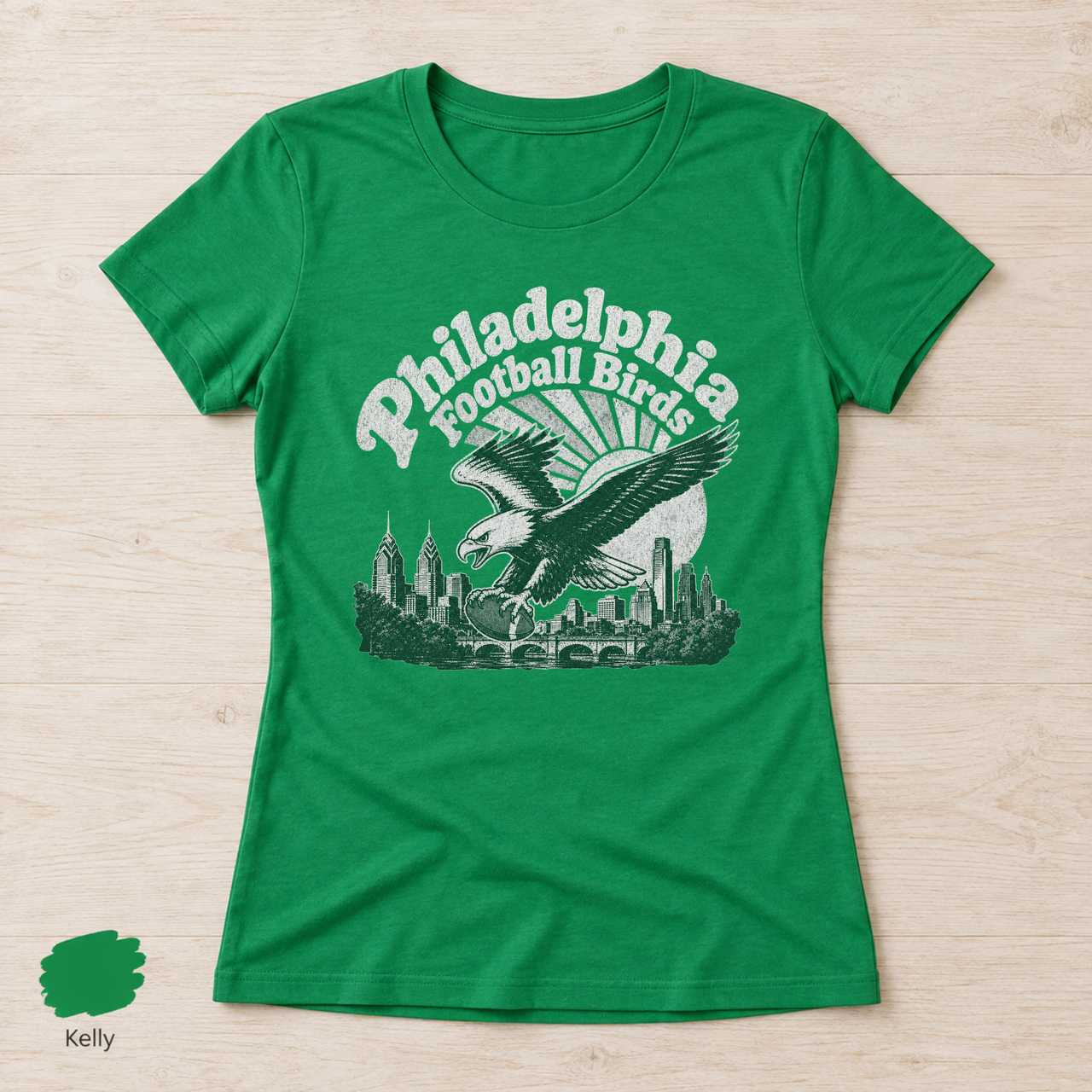 Philly Football Shirt, Retro 70s Graphic Tee, Womens Bella Canvas 6004 Fitted Shirt, Philadelphia Game Day Gift