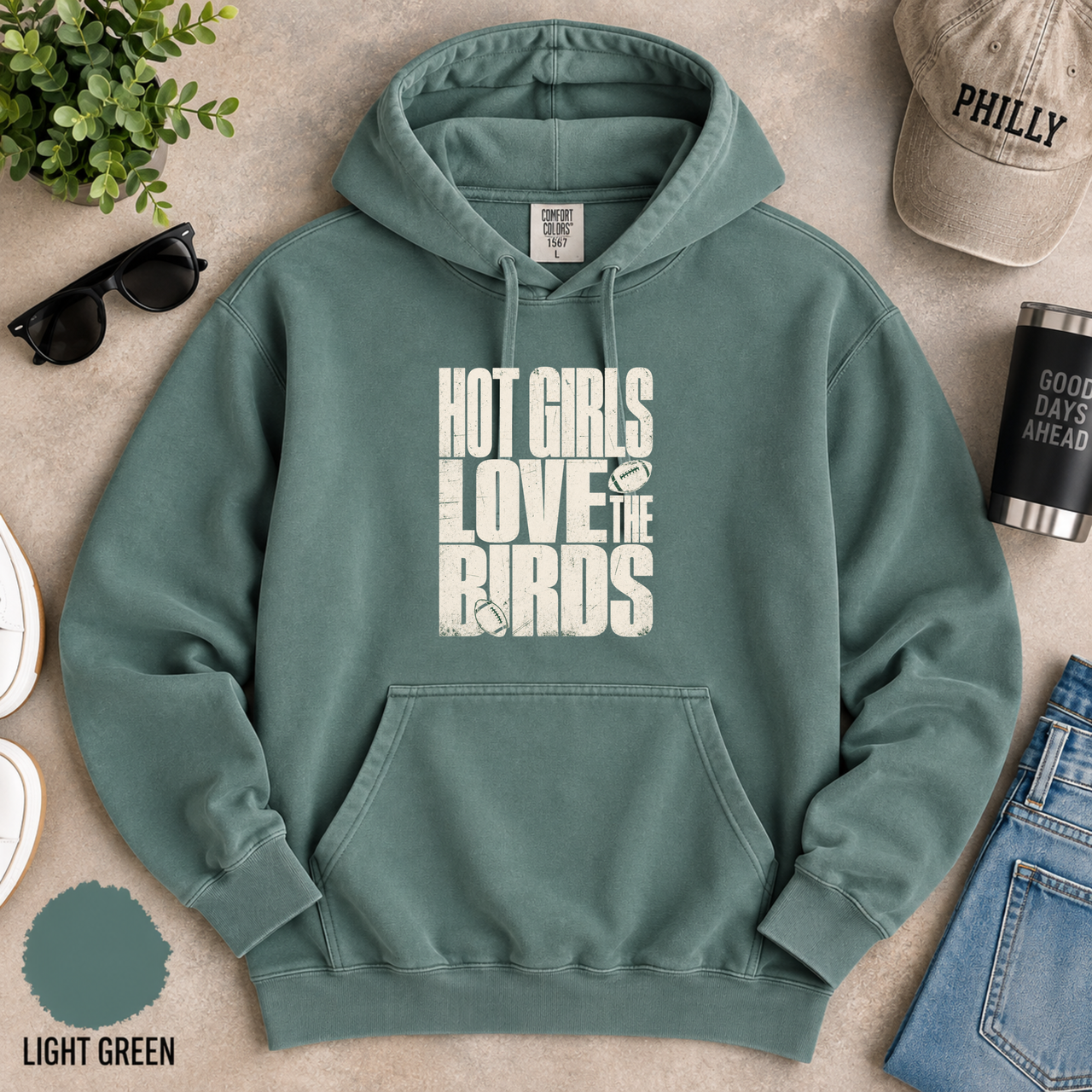 Hot Girls Love the Birds Hoodie, Comfort Colors 1567 Philly Football Sweatshirt, Philadelphia Game Day Hoodie, Birds Fan Gift