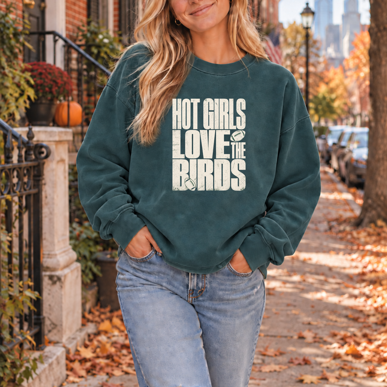 Hot Girls Love the Birds Sweatshirt, Comfort Colors 1566, Philly Football Crewneck, Women’s Game Day Pullover, Philadelphia Fan Gift