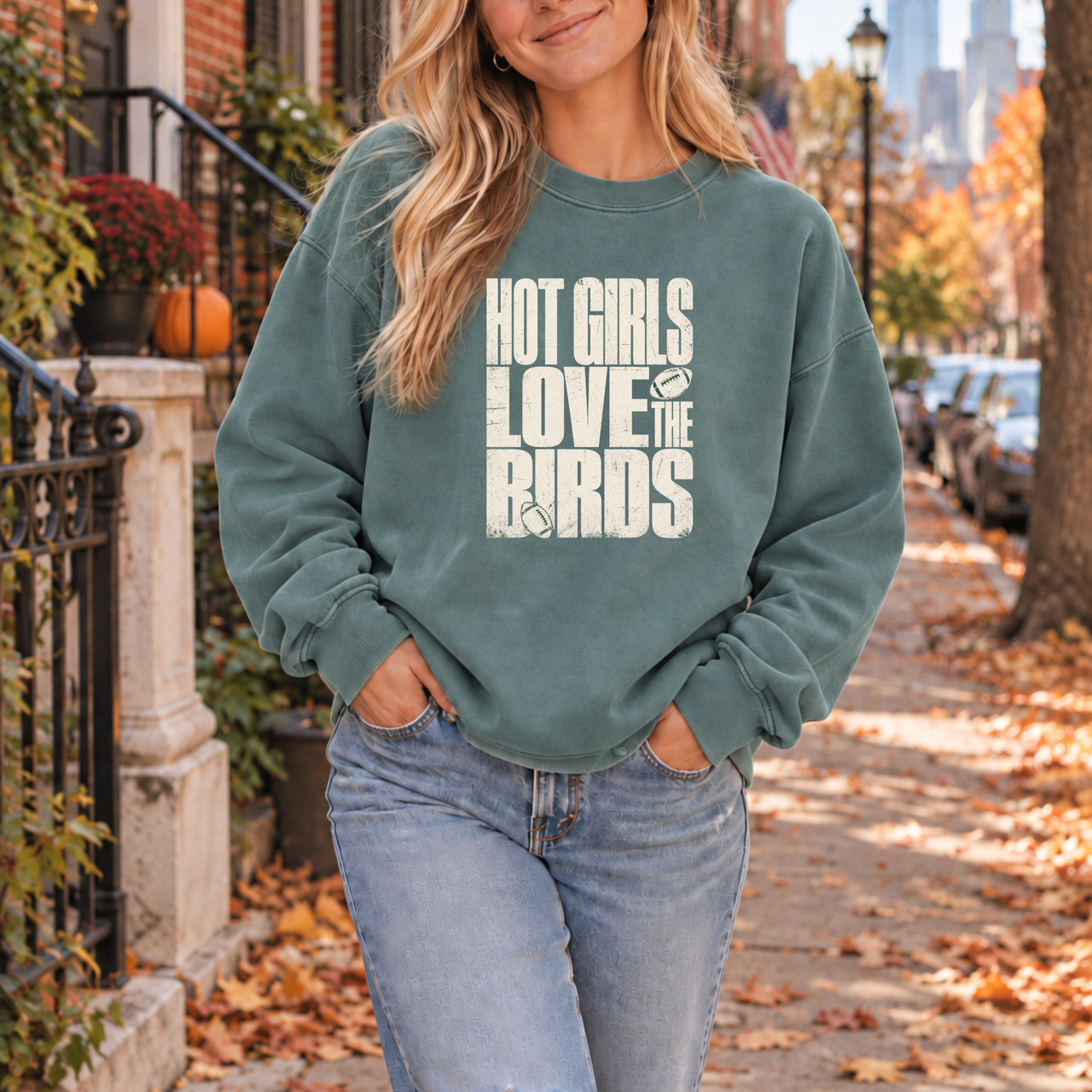 Hot Girls Love the Birds Sweatshirt, Comfort Colors 1566, Philly Football Crewneck, Women’s Game Day Pullover, Philadelphia Fan Gift