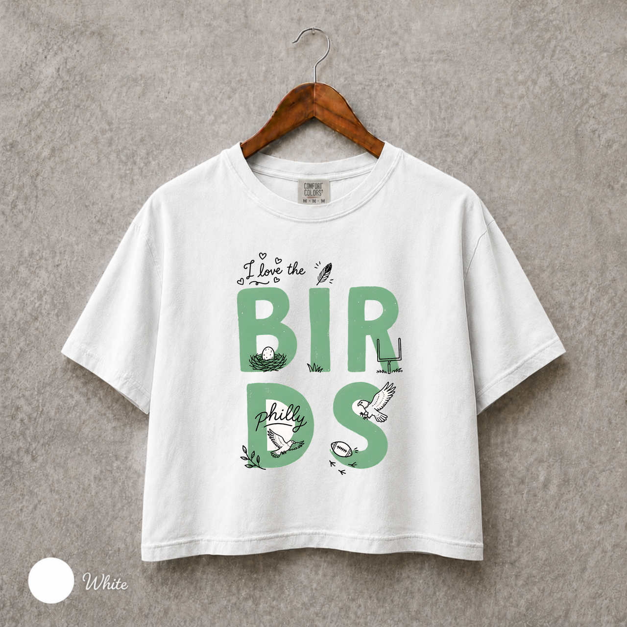 I Love the Birds Doodle Shirt, Philly Football Womens Boxy Tee, Comfort Colors Game Day Shirt, Philadelphia Bird Fan Gift