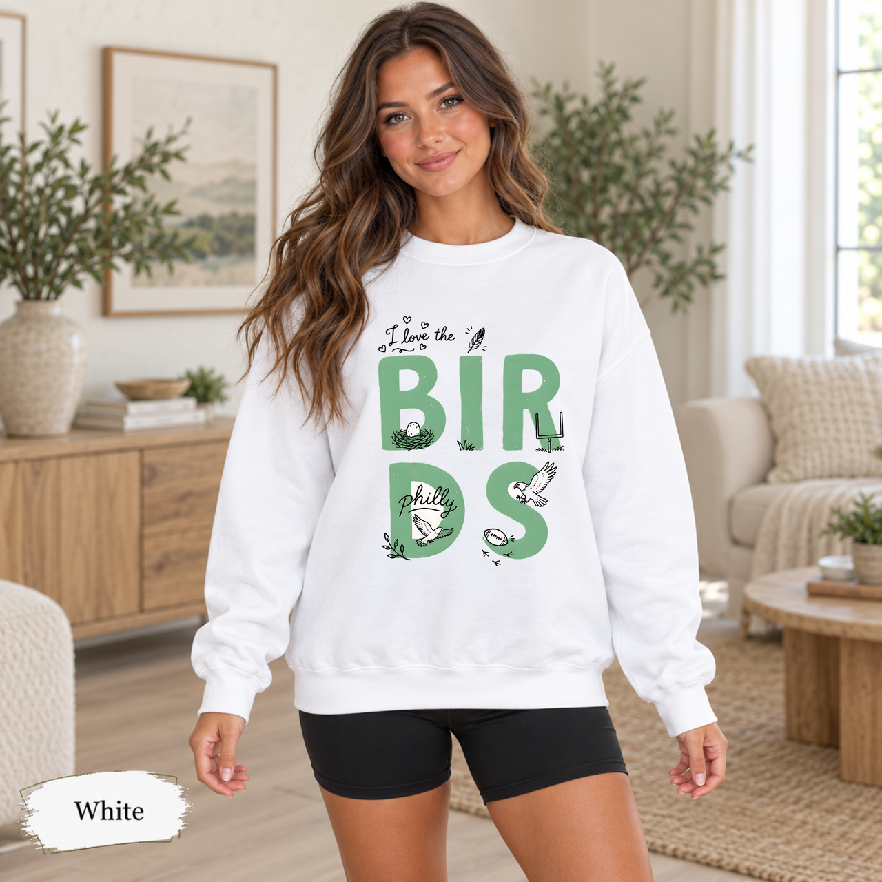 I Love the Birds Doodle Sweatshirt, Philly Football Crewneck, Comfort Colors 1466 Lightweight Sweatshirt, Philadelphia Game Day Gift