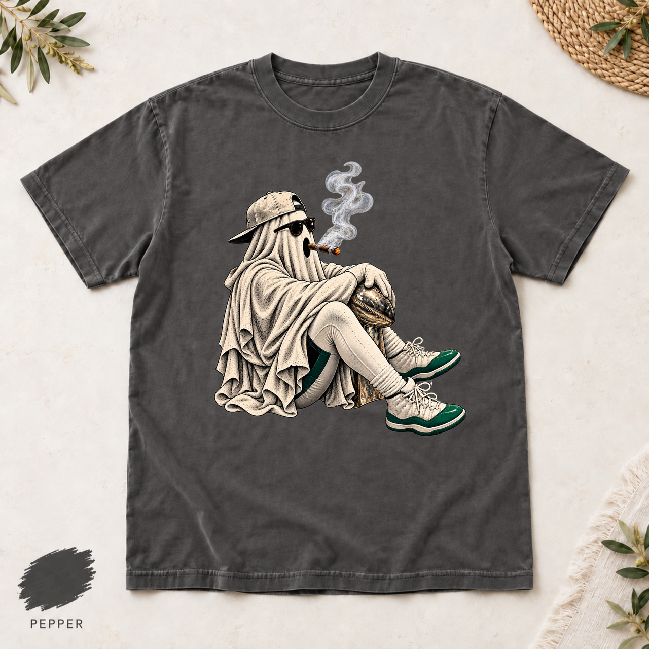 Philly Football Ghost Shirt, Championship Cigar Halloween Tee, Comfort Colors 1717, Philadelphia Football Ghost T-Shirt, Birds Fan Gift