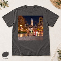 Philadelphia Groundhog T-Shirt, Funny Iced Matcha Philly Tee, City Hall Animal Graphic, Comfort Colors 1717 Shirt