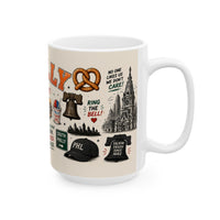 Philadelphia Mug Philly Icons Coffee Mug Go Birds Mug Philadelphia Gifts Liberty Bell Cheesesteak Water Ice Mug 11oz 15oz White Mug