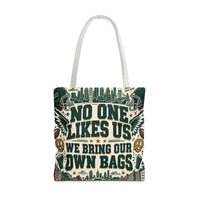 No One Likes Us We Bring Our Own Bags Tote, Philadelphia Football Fan Gift, Philly Game Day Bag, Green Sports Tote