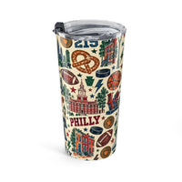 Philadelphia Tumbler, Philly Gift, 215 Travel Cup, Pennsylvania Souvenir, Philly Sports Fan Gift, Vintage City Collage, 20 oz Tumbler