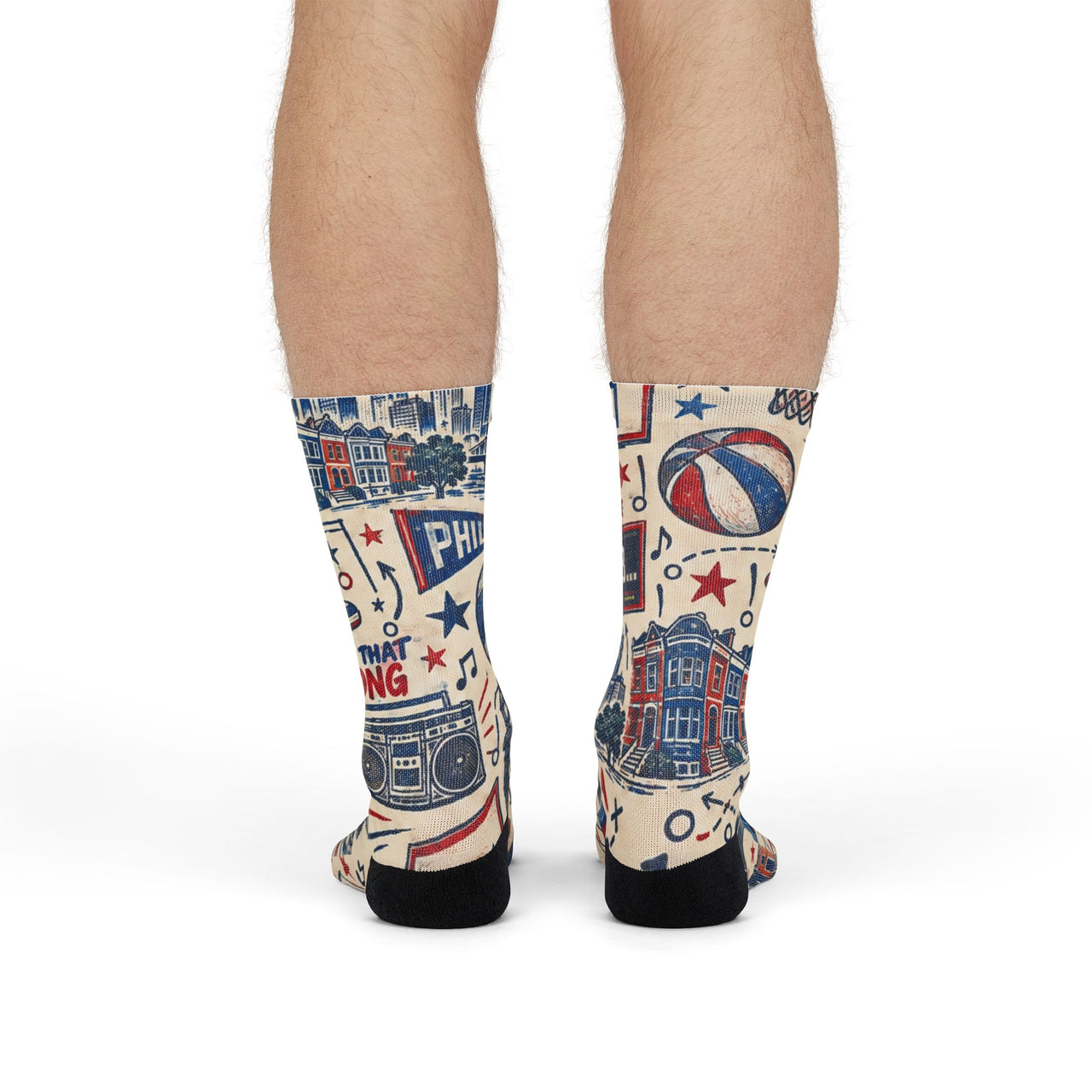 Philadelphia Basketball Socks, Philly Hoops Gift, Red White Blue Sports Socks, Ring the Bell Basketball Fan Gift