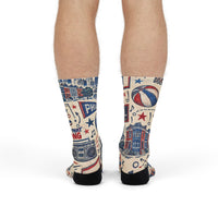 Philadelphia Basketball Socks, Philly Hoops Gift, Red White Blue Sports Socks, Ring the Bell Basketball Fan Gift