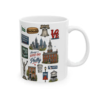 Philadelphia Icons Mug, Philly Coffee Mug, Philadelphia Gift, Philly Landmark Mug, 11oz 15oz Ceramic Mug, Philly Lover Gift, Philadelphia Souvenir
