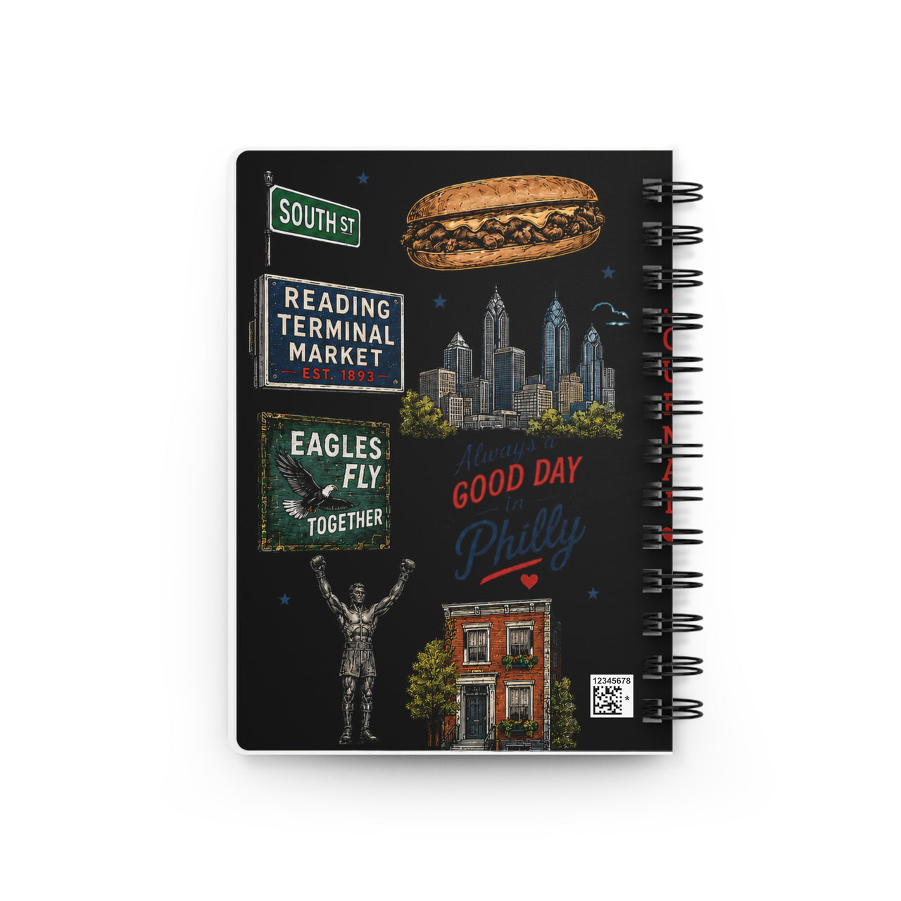 Philadelphia Icons Spiral Journal – Philly LOVE, Liberty Bell, Cheesesteak & City Landmarks