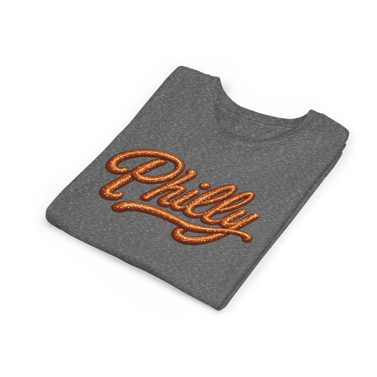 Youth Tee — "Philly" Retro Script Kids T‑Shirt (Vintage Orange Curl)