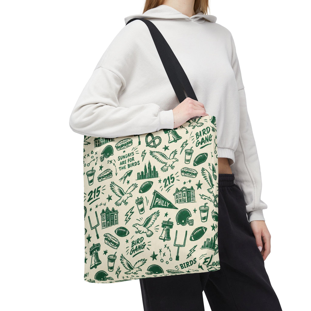 Philly Birds Tote Bag, Philadelphia Football Fan Gift, All Over Print Green Eagles Inspired Bag, Bird Gang Game Day Tote