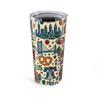 Philadelphia Tumbler, Philly Gift, 215 Travel Cup, Pennsylvania Souvenir, Philly Sports Fan Gift, Vintage City Collage, 20 oz Tumbler
